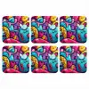 Abstract - Neon - Design - Kleurrijk - Graffiti onderzetter kurk middel -3d