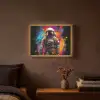 Astronaut - Graffiti - Zwart - Kleuren Light Box met batterij (Wandlamp) middel -sfeer4