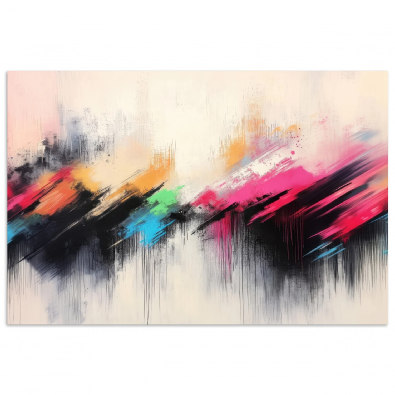 Dynamisch - Abstract - Kleurrijk - Zwart poster papier klein -3d