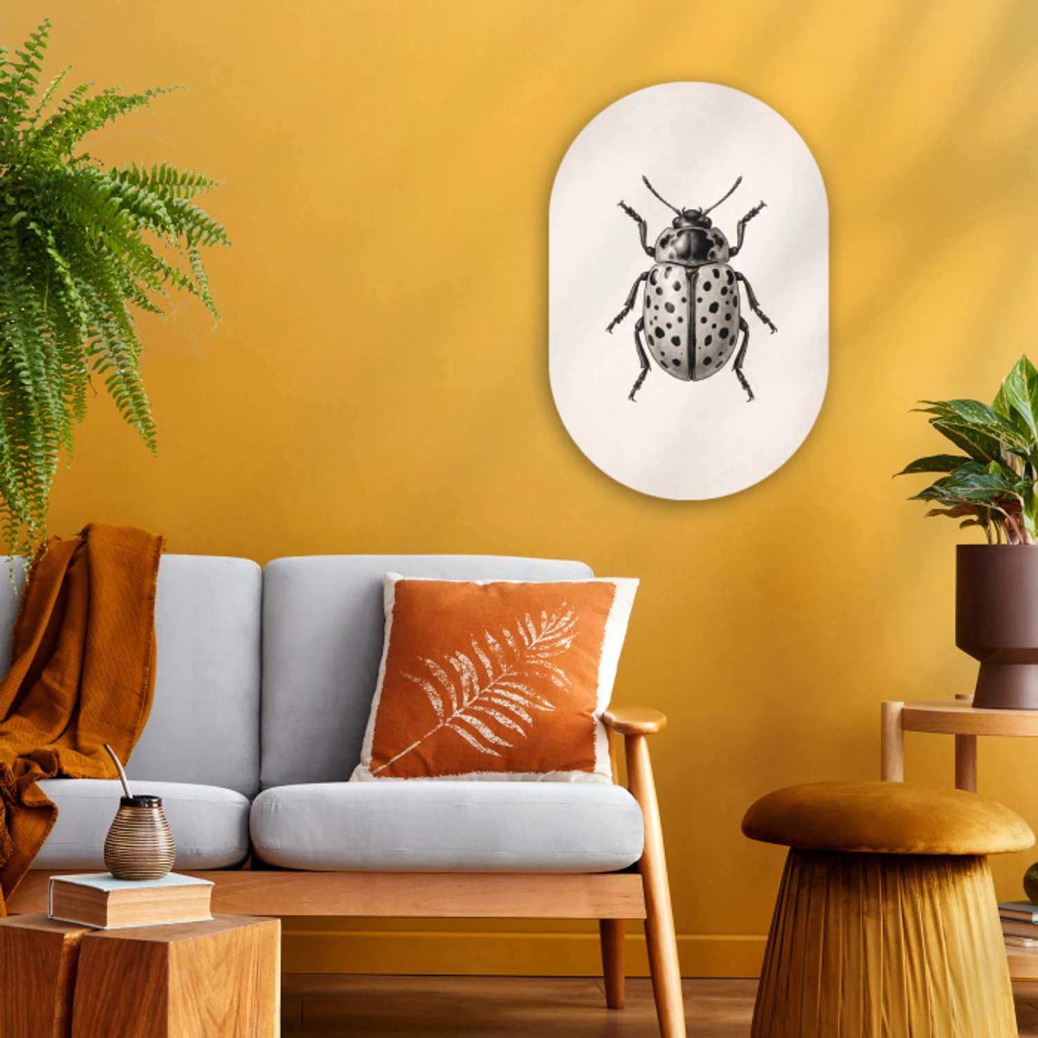 Kever - Insect - Vintage Wandcirkel Ovaal Forex klein -sfeer4