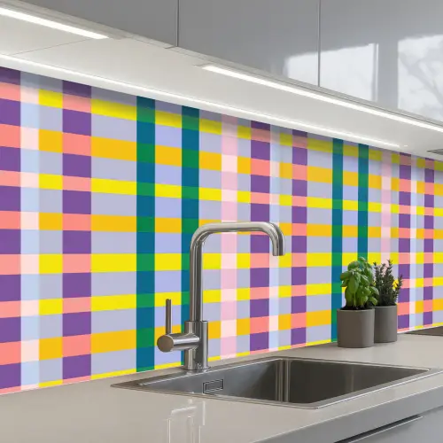 Ruit - Patroon - Kleurrijk keuken achterwand 2 middel 871 -3d_schuin