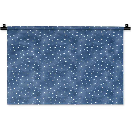 Frans - Citroen -  Stippen - Wit - Blauw Wandkleed katoen klein 269 -zz3d