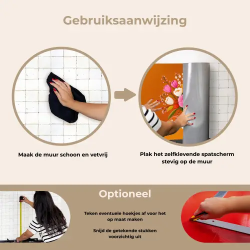 Vaas - Bloemen - Oranje keuken achterwand spatscherm klein -gebruiksaanwijzing_NL