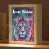 Leeuw - Verf - Kleurrijk - Zwart - Dieren Light Box met kabel (Kinderlampje) klein -zzz_3d_website