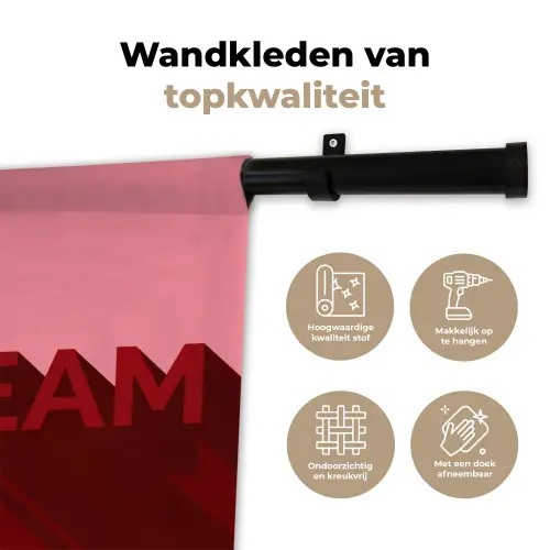 Dream - 3D - Rood - Roze Wandkleed katoen klein -sfeer2