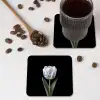 Tulp - Patroon - Blauw onderzetter kurk middel -sfeer2