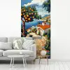 Huizen - Mozaïek - Sinaasappelbomen - Zee fotobehang vinyl groot -woonkamer