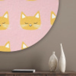 Katten - Patroon - Roze Akoestische PET Vilt - Rond klein 838 -sfeer5_closeup
