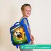 Vuurvoetbal in doelnet vastgelegd Kinderrugzak - Blauw middel -sfeer3_NL
