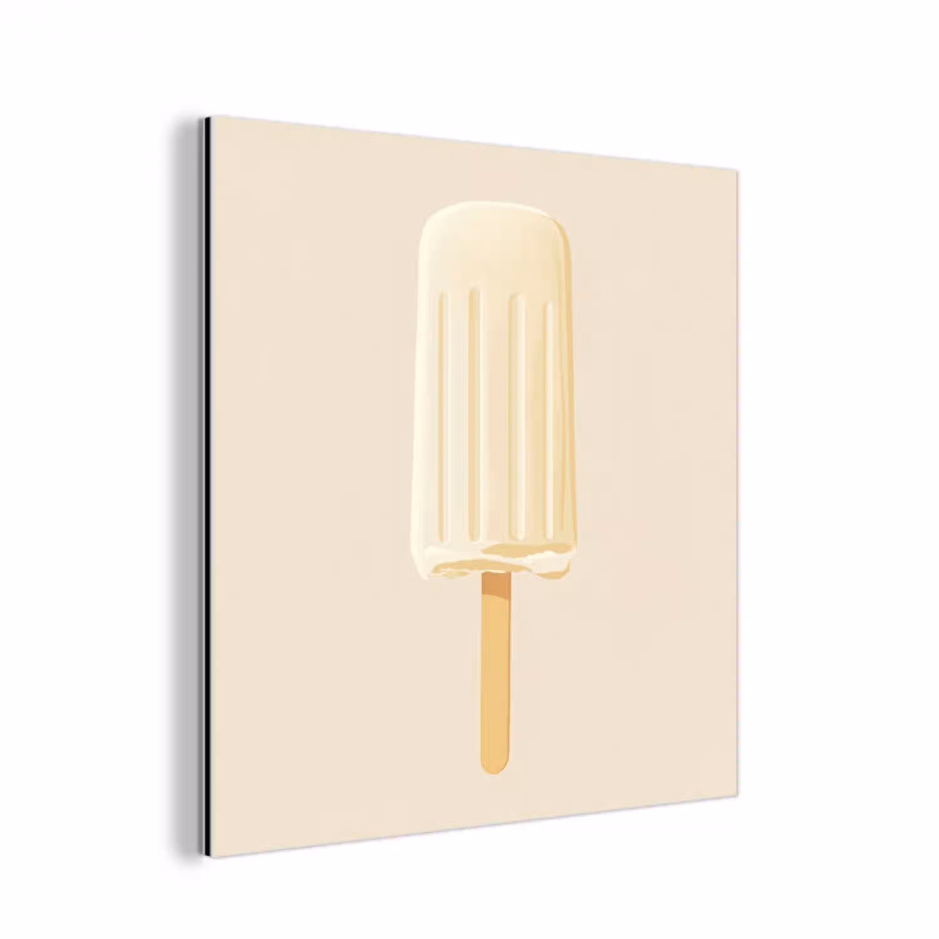 Minimalistisch - Waterijsje - Stokje - Beige aluminium wit klein -3d