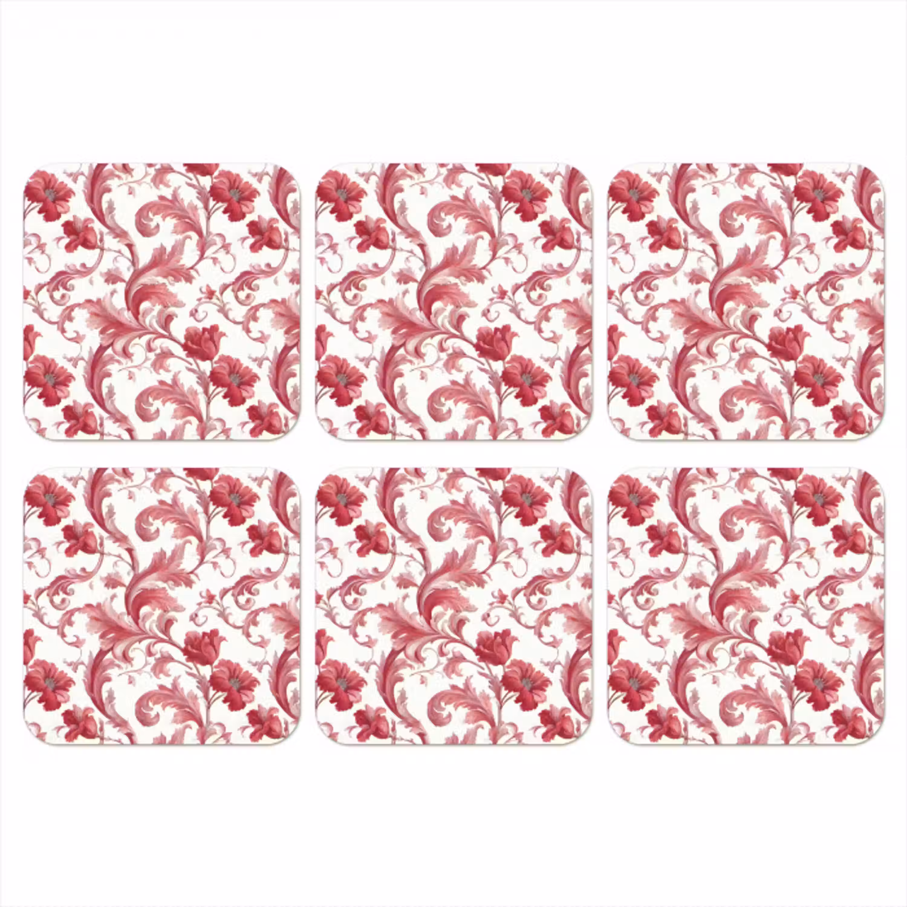 Barok - Patroon - Rood onderzetter kurk middel 366 -3d