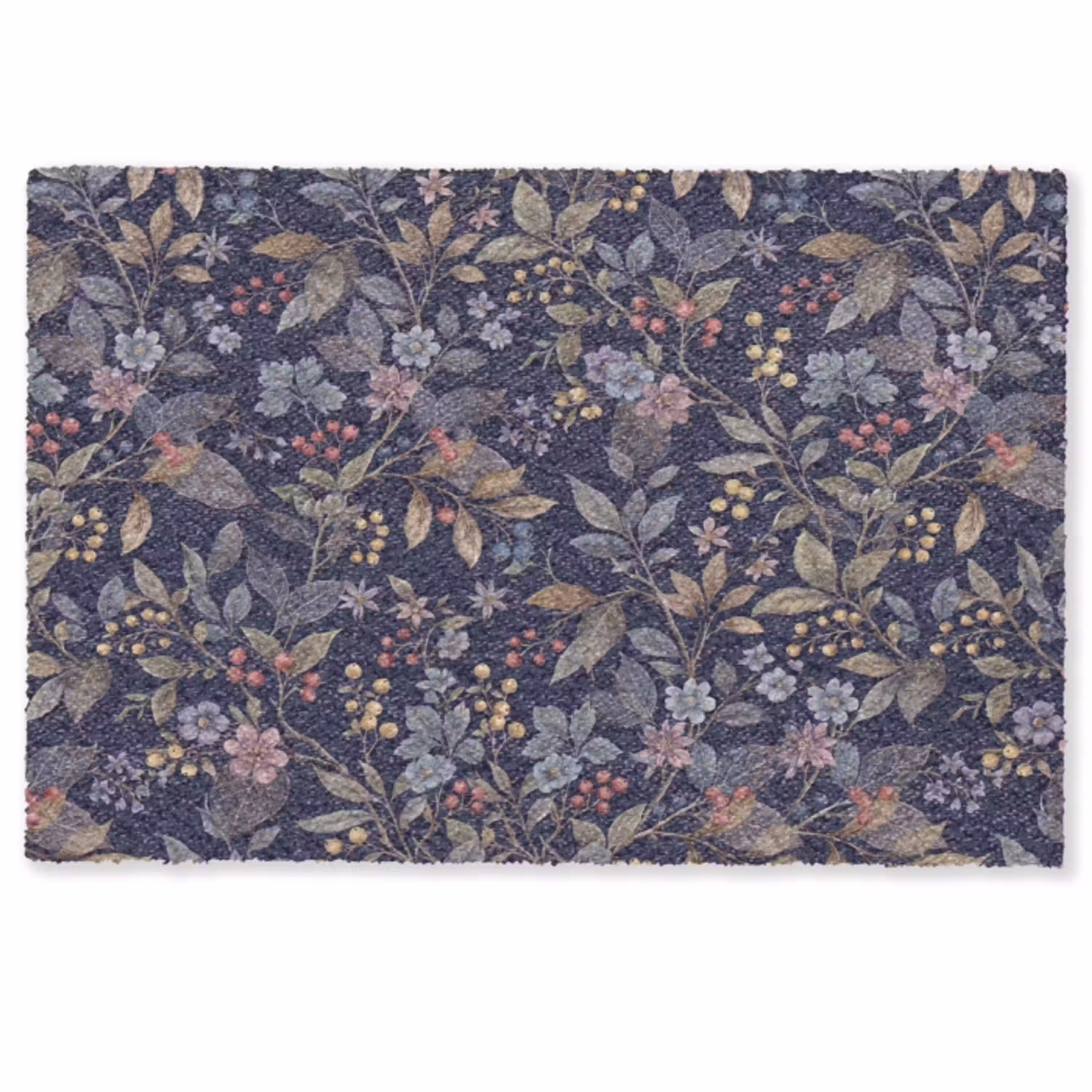 Bloemen - Bladeren - Patroon - Botanisch - Donkerblauw Deurmat klein -zkaufland3d