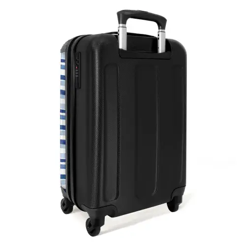 Strepen patroon blauw NBS - Handbagage koffer - Kinderen Unisex middel -achterkant