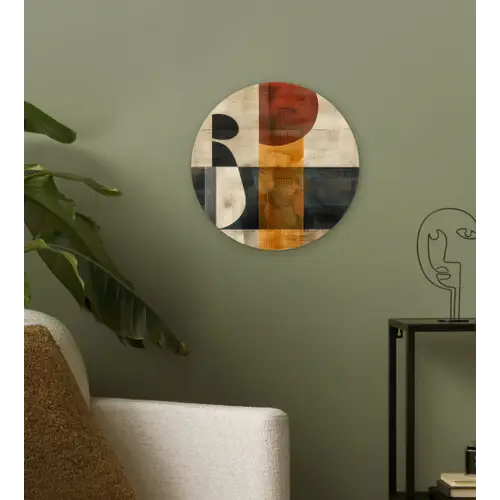 Modern - Kunst - Beige - Industrieel Wandcirkel kunststof plaat 5mm dik klein -sfeer3