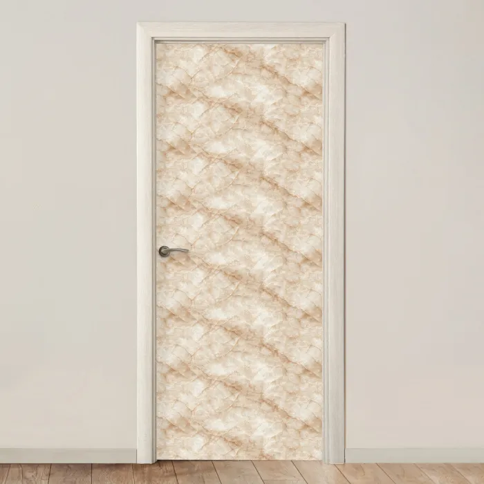 Kristalstructuur - Bruin - Marmer deurposter klein 289 -3d_beige