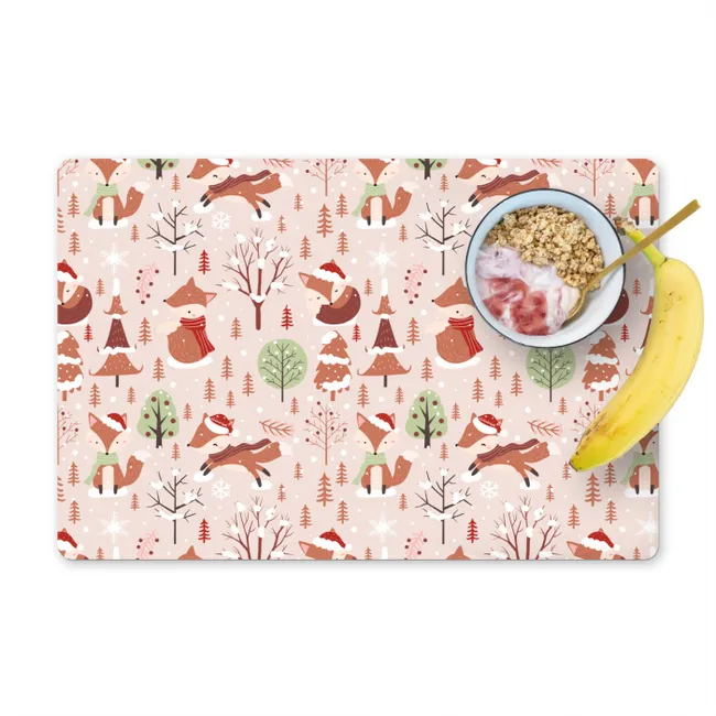 Vos - Kerst - Bomen - Winter - Patroon Placemat vinyl groot -zzzproduct_Kitchenyeah-website