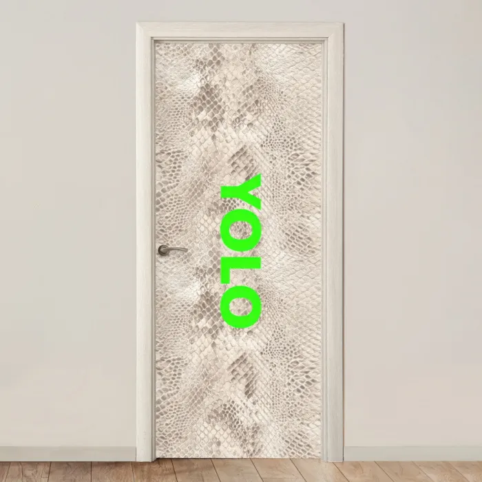 YOLO - Groen - Neon - Slangenprnt deurposter klein -3d_beige
