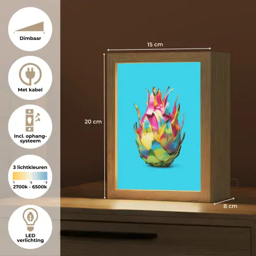Drakenfruit - Blauw - Levendig Light Box met kabel (Tafellamp) klein -USP_NL