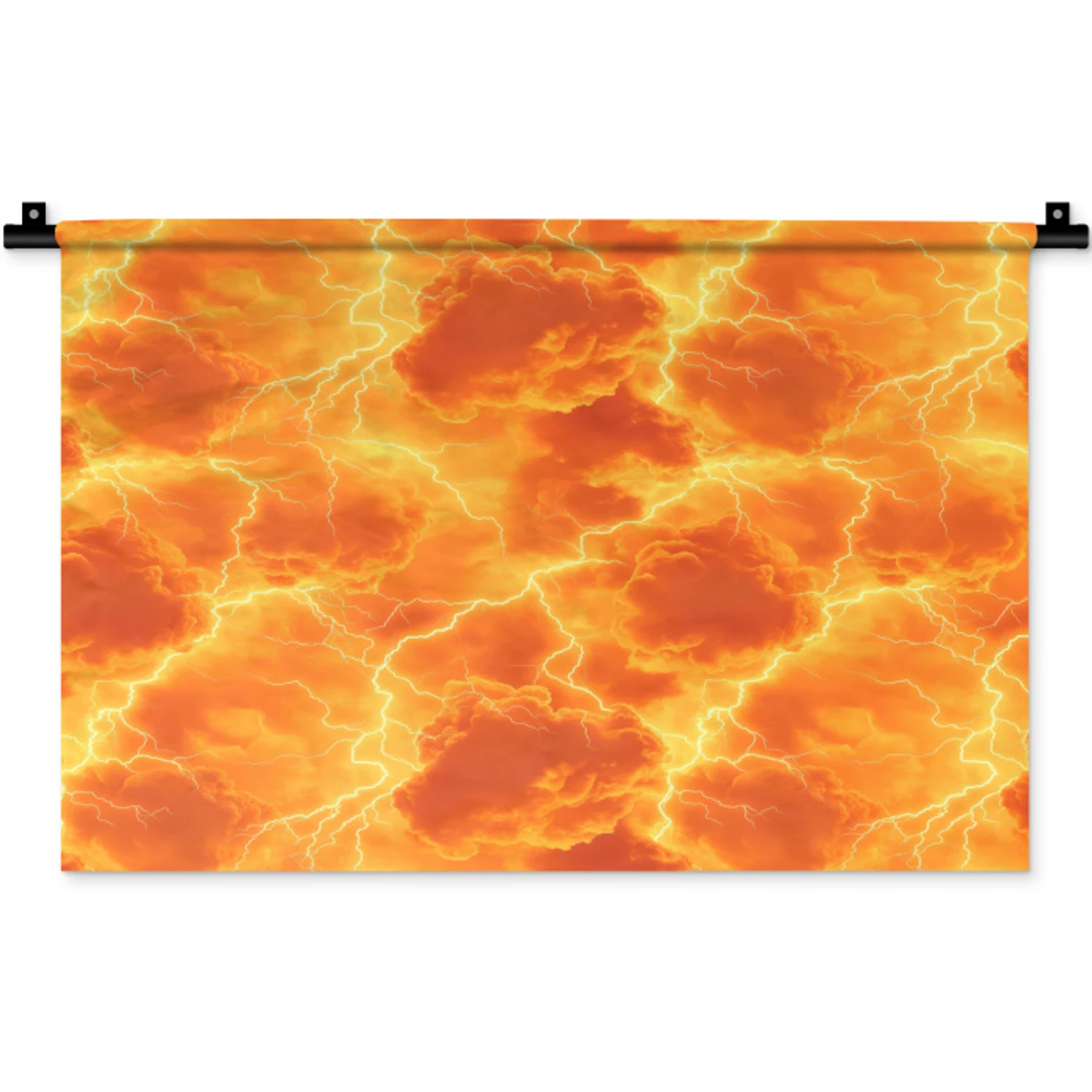 Bliksem - Storm - Oranje Wandkleed katoen klein 269 -zz3d