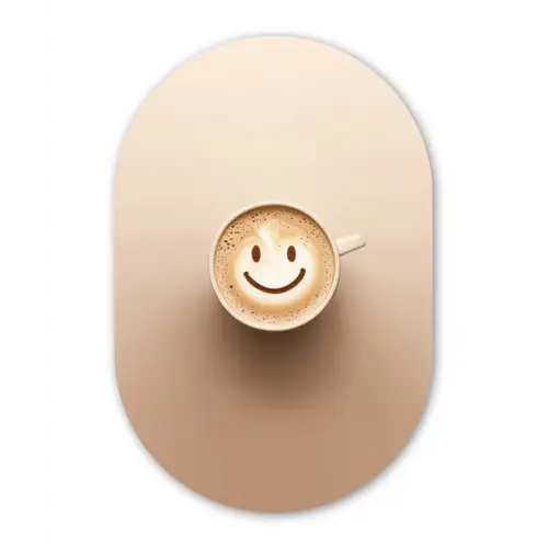 Koffie - Melkschuim - Lach - Beige Wandcirkel Ovaal Forex klein -3d