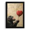 Street art - Chimpansee - Ballon - Graffiti - Banksy fotolijst zwart zonder passe partout klein -3d