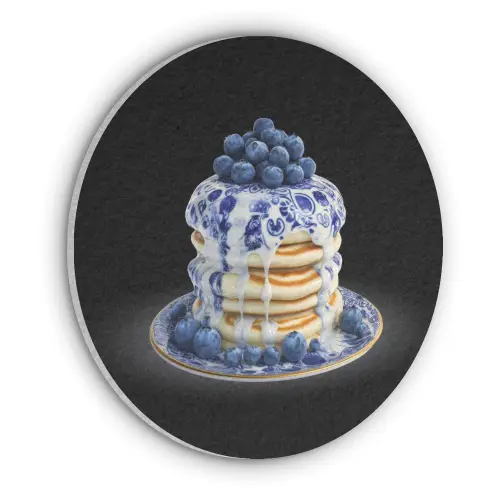 Pannenkoeken - Blauwe Bessen - Bord Akoestische PET Vilt - Rond klein -3d