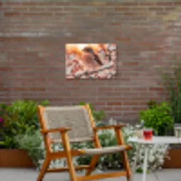 Vogel - Tak - Winter - Dieren - Sneeuw Tuinposter op houten frame 2 cm dik klein -sfeer3