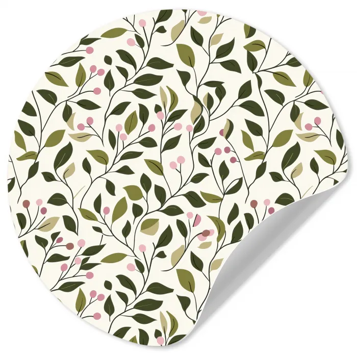 Bladeren - Bessen - Roze Wandcirkel behangsticker klein 186 -3d