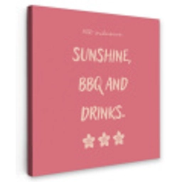 BBQ - Quote - Roze - Zomer Tuinposter op houten frame 2 cm dik middel -3d