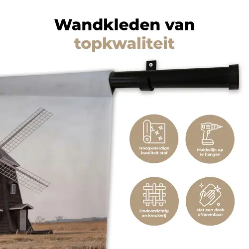 Windmolens - Landschap - Veld Wandkleed katoen klein -sfeer2