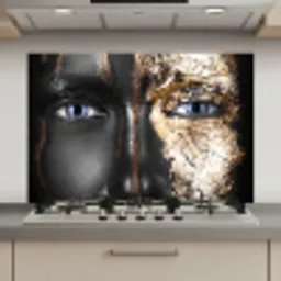 Vrouw - Bladgoud - Zwart - Goud - Luxe keuken achterwand spatscherm klein -3d_website