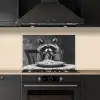 Wasbeer - Cute - Pasta - Tafelkleed - Zwart - Wit keuken achterwand spatscherm klein -sfeer1