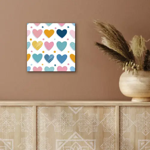 Hartjes - Pastel - Kleurcontrast - Handgetekend aluminium wit klein -sfeer4