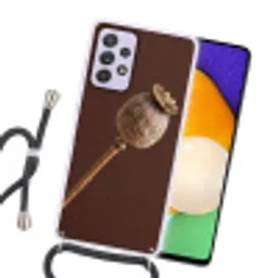 Papaverbol - Droogbloem - Bruin - Minimalistisch Hoesje Samsung Galaxy A52 5G met koord klein -sfeer1