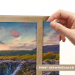 Waterval - Planten - Mos - Landschap - Zonsondergang - Rots Light Box met batterij (Wandlamp) middel -USP_websiteprintNL