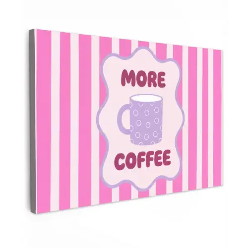 More coffee - Roze - Paars - Strepen - Mok canvas 2cm klein -z3d