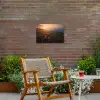 Bloemenveld - Gras - Bloemen - Planten - Zonsondergang - Oranje Tuinposter op houten frame 2 cm dik klein -sfeer3