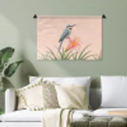 Vogel - Bloem - Natuur - Roze Wandkleed katoen klein -sfeer7