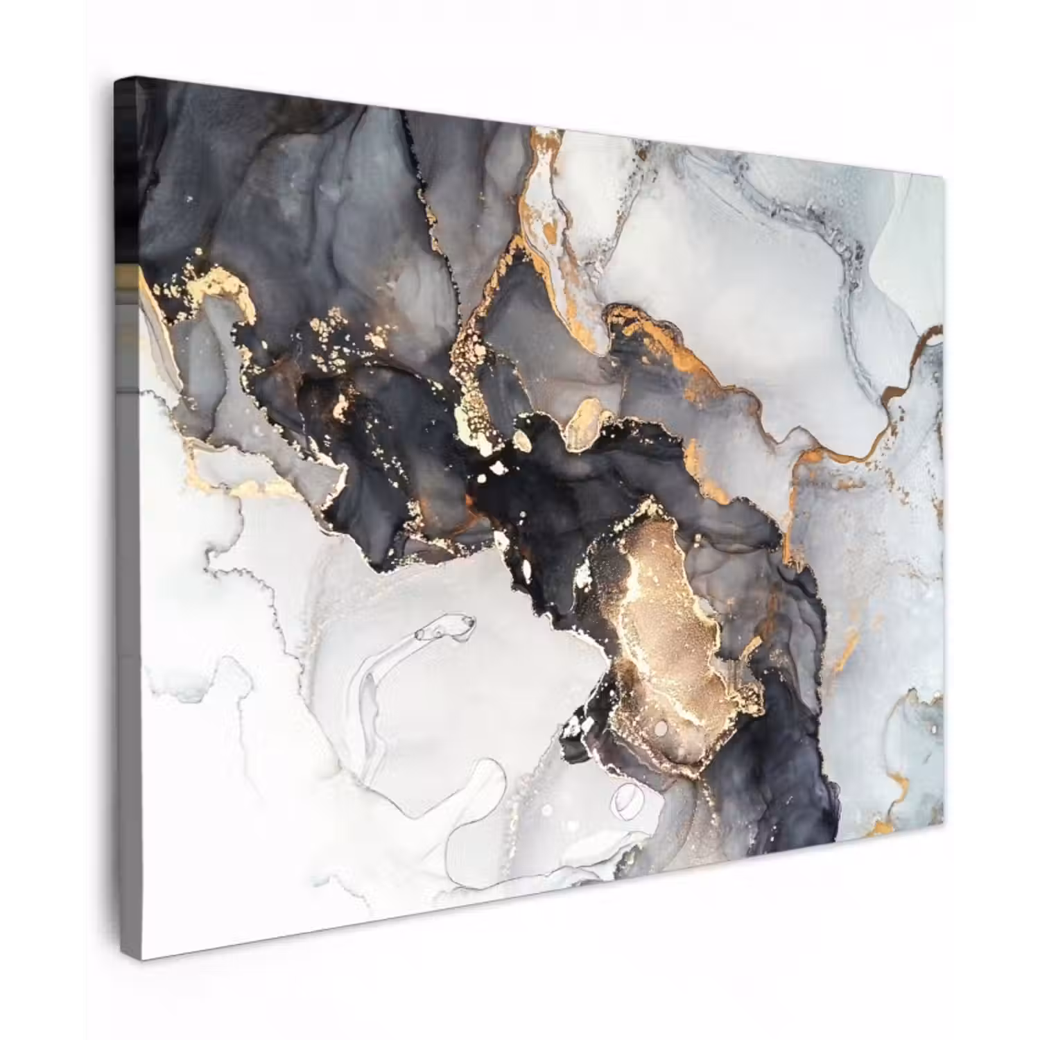 Leinwandbild - Marmor - Gold - Abstrakt - Schwarz und Weiß - Luxus