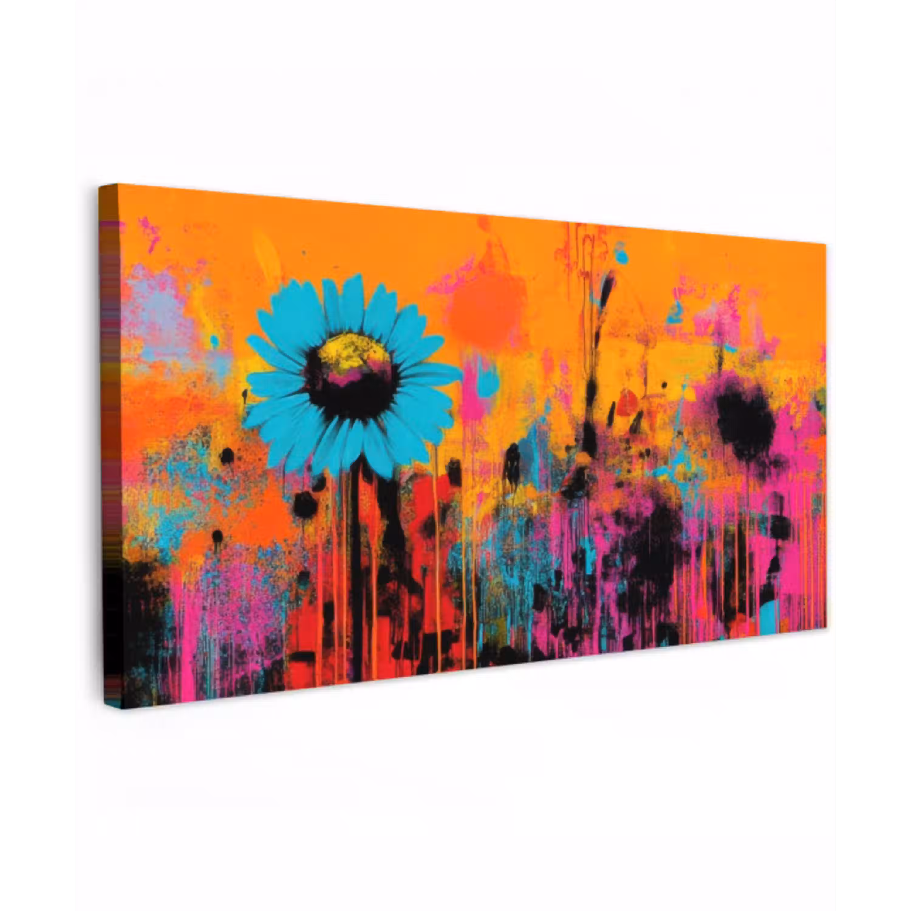 Zonnebloemen - Abstract - Oranje Tuinposter op houten frame 2 cm dik xxl -3d