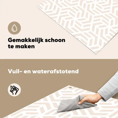 Beige - Geometrie - Patronen - Abstract Inductie beschemer met haakjes klein 777 -ky-schoon-nl