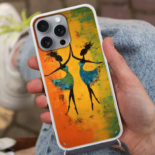 Dansen - Vrouwen - Verfstructuur Hoesje iPhone 16 Pro Max met koord klein -sfeer3
