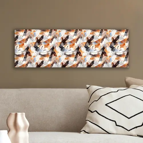 Penseelstreken - Oranje - Grijs canvas 2cm klein 828 -sfeer3