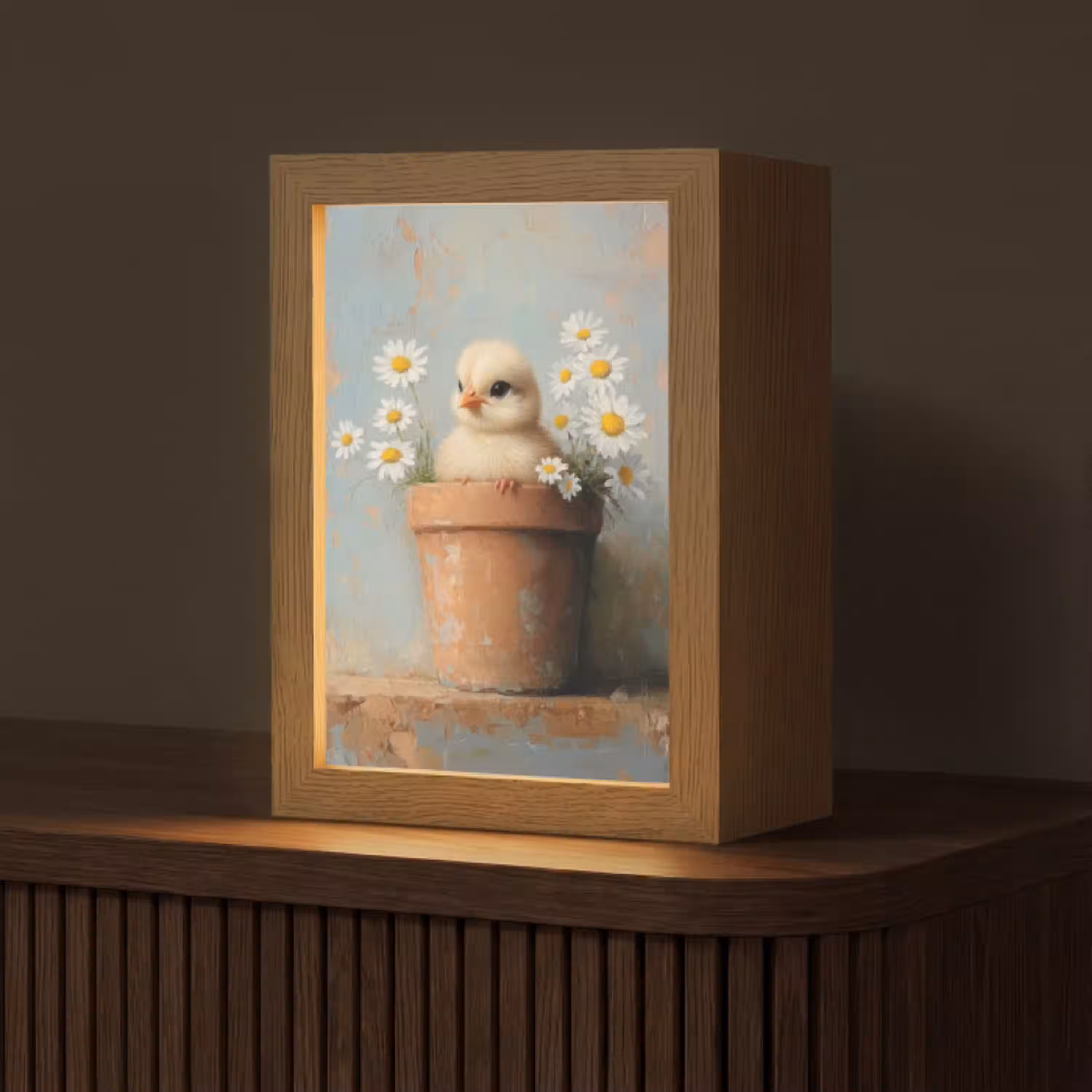 Bloempot - Kuiken - Bloemetjes Light Box met kabel (Tafellamp) klein -z3d_website