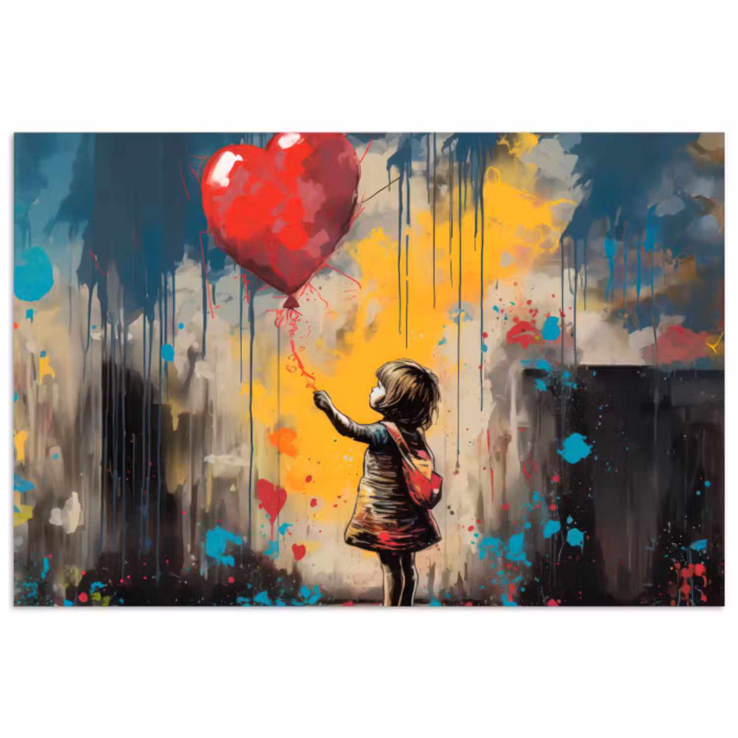 Poster - Mädchen - Luftballon - Herz - Graffiti