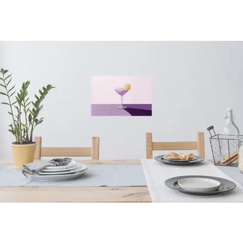 Cocktail - Paars - Minimalistisch - Citroen Muursticker klein -eettafel