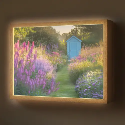 Tuinhuisje - Blauw - Bloemen Light Box met batterij (Wandlamp) middel -z3d_website