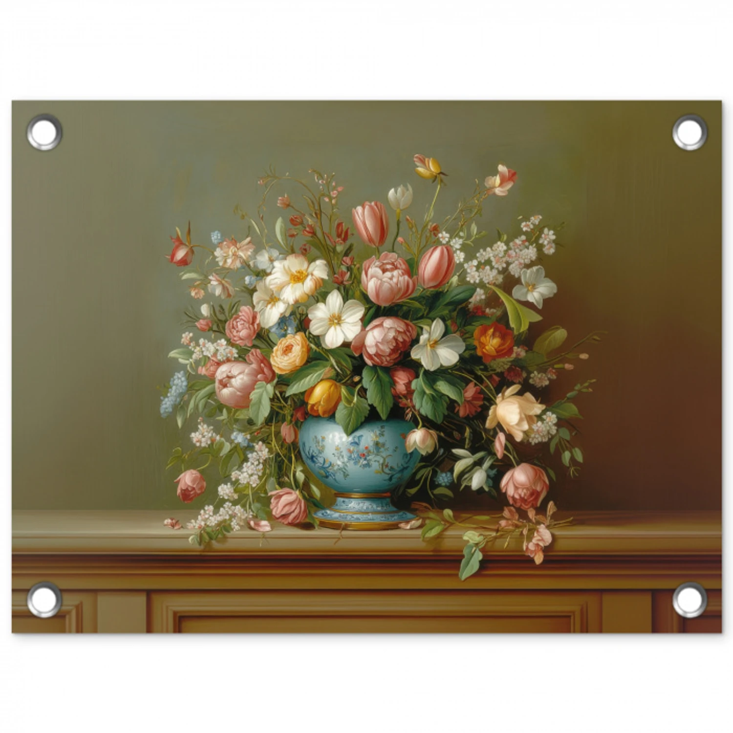 Vaas - Pastel - Kleuren - Bloemen tuinposter los doek klein -3d