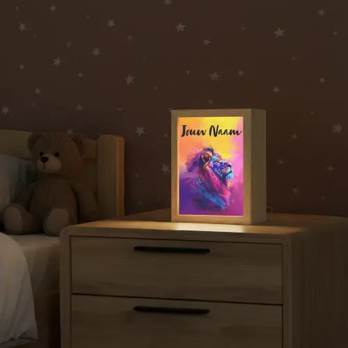 Leeuw - Verf- Kleuren - Dier Light Box met kabel (Kinderlampje) klein -sfeer1_kind