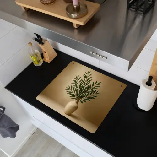 Vaas - Olijftakken - Bladeren - Beige Inductie beschemer met haakjes middel -sfeer1